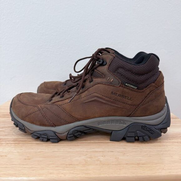 Merrell Moab Men's Size 13 Dark Earth Brown Mid Waterproof Boots Lace Up - Picture 1 of 11